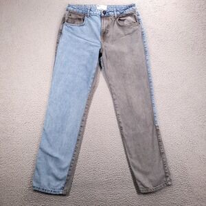 ONE TEASPOON Jeans Size 30 Trucker Straight Leg Two Tone Colorblock Denim